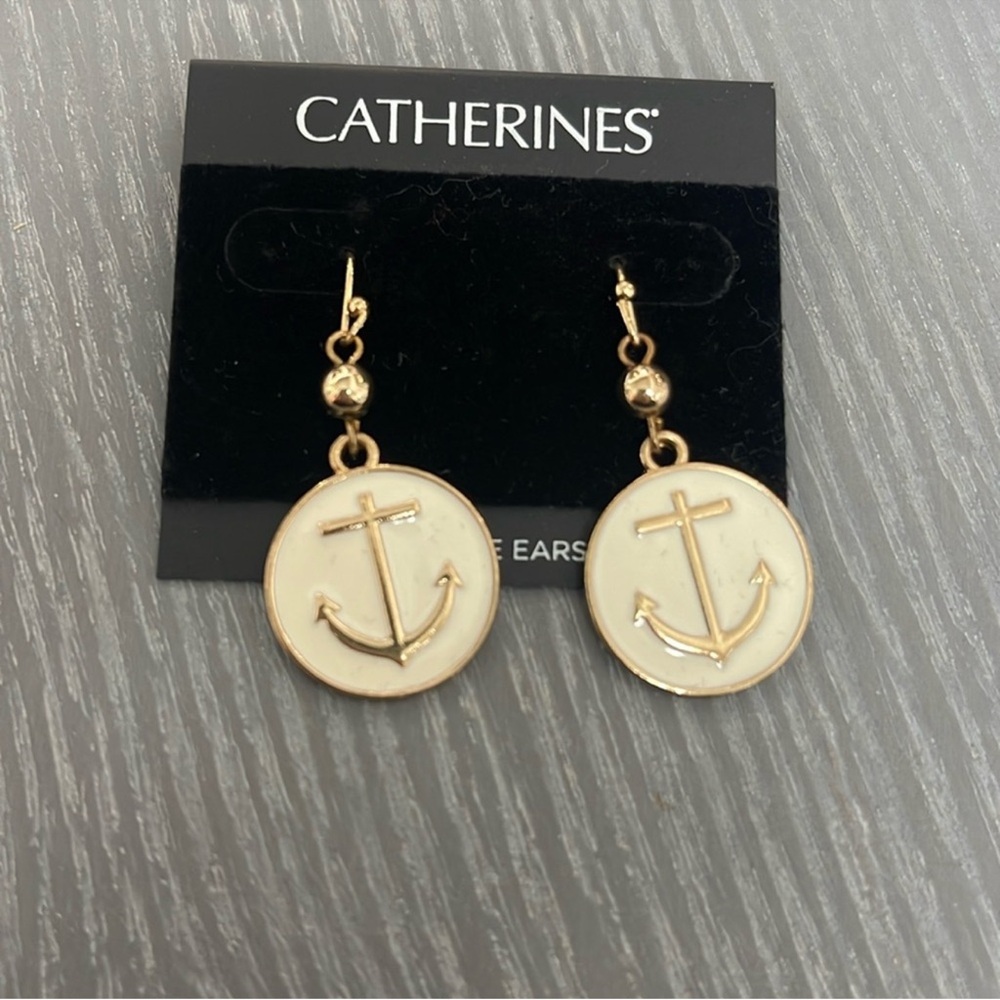Catherines Cream and Gold Nautical Earrings